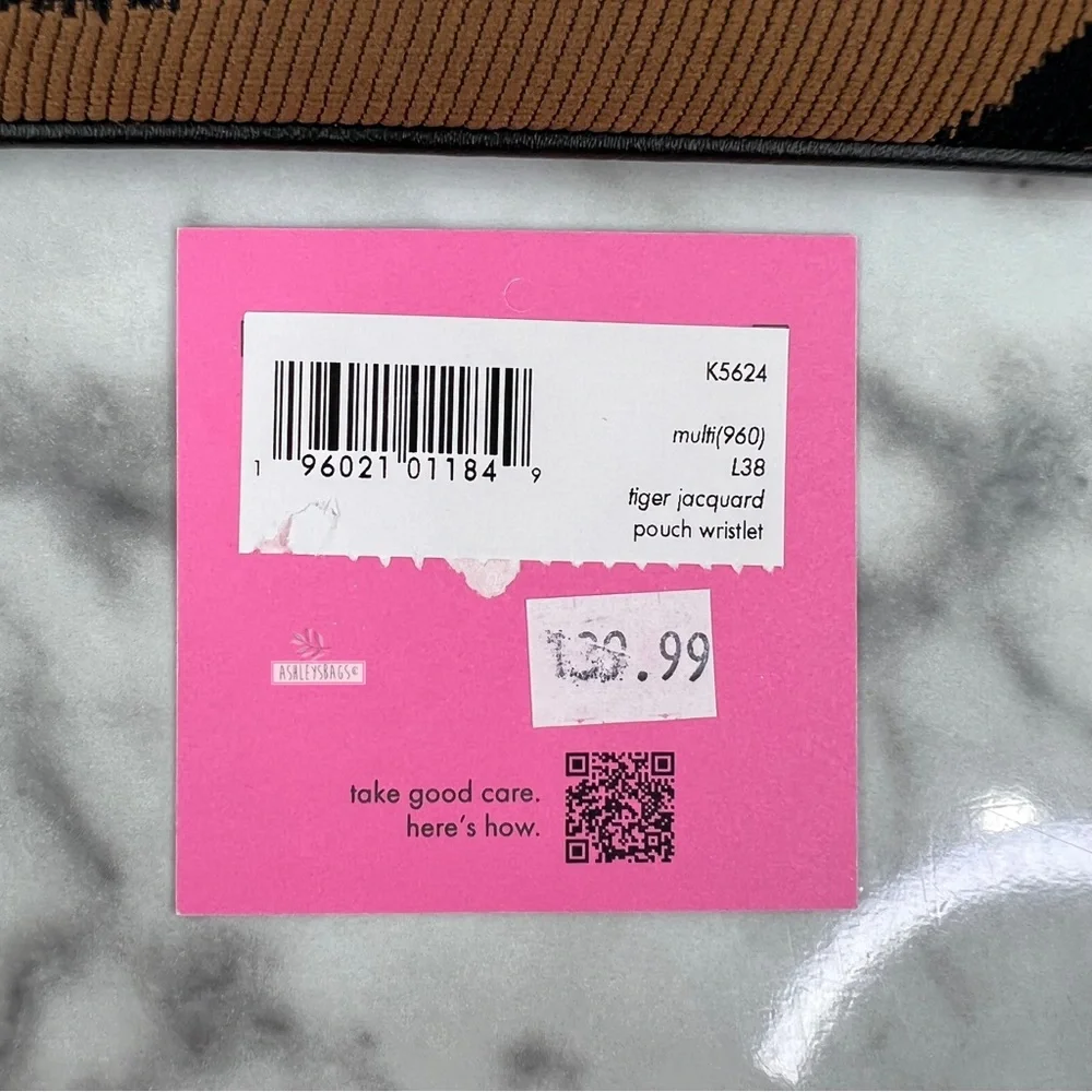 Kate Spade Tiger Jacquard Zip Pouch Wristlet Wallet - Picture 6 of 6